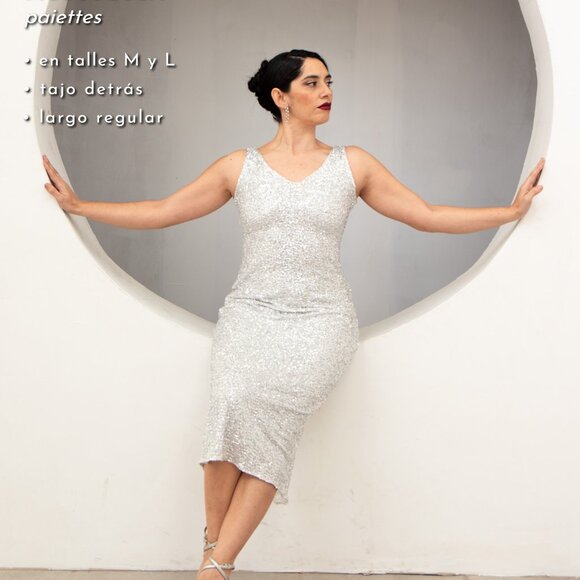 Pencil Tango Dress in Silver Sequin - Picture 3 of 5